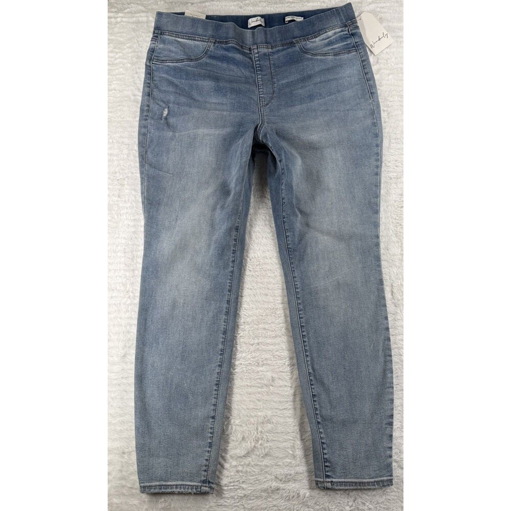 Wonderly Super Skinny Pull-On Distressed Jegging Jeans Size 14 Petite Short